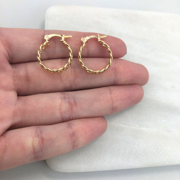 18K Gold Layered Oro Laminado 17 mm Cut Out Braid Hoops Wholesale 21.0214